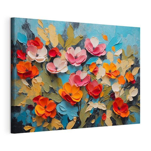 Tablouri Pictură de flori pe o suprafață albastră (SKU: s42255) Tablouri Tablouri Pictură de flori pe o suprafață albastră (SKU: s42255)