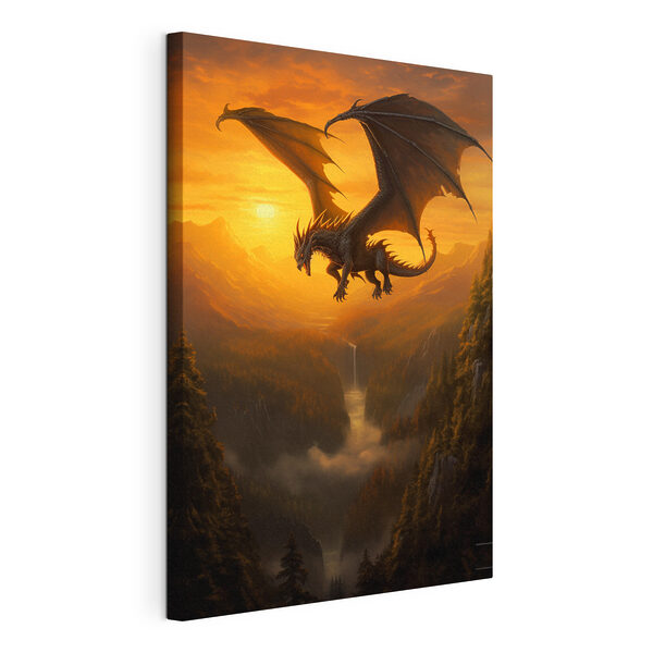 Dragon flying over a valley