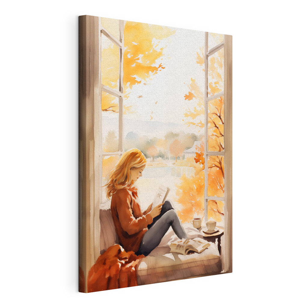 Woman sitting on a window sill reading a book Woman sitting on a window sill reading a book