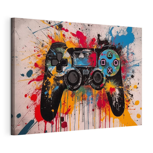 Video game controller with paint splatters