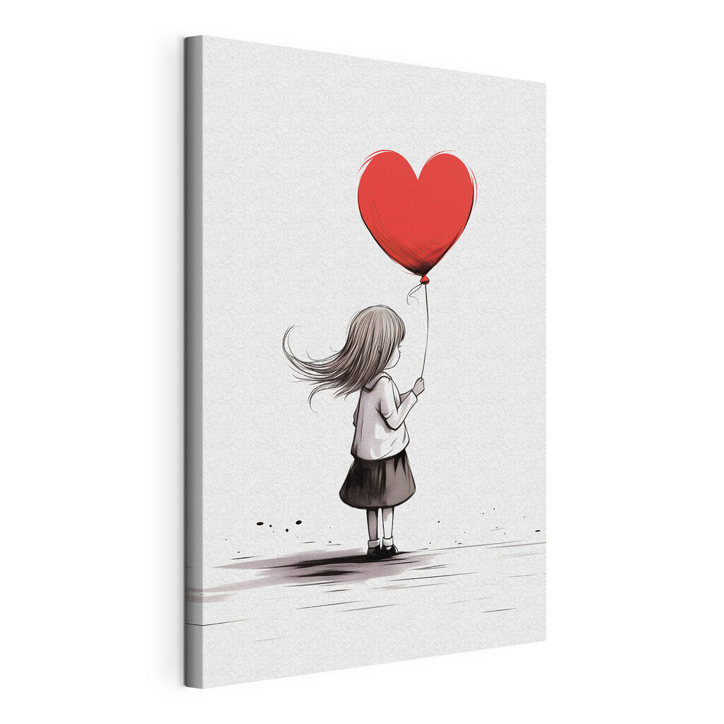 Girl holding a heart shaped balloon