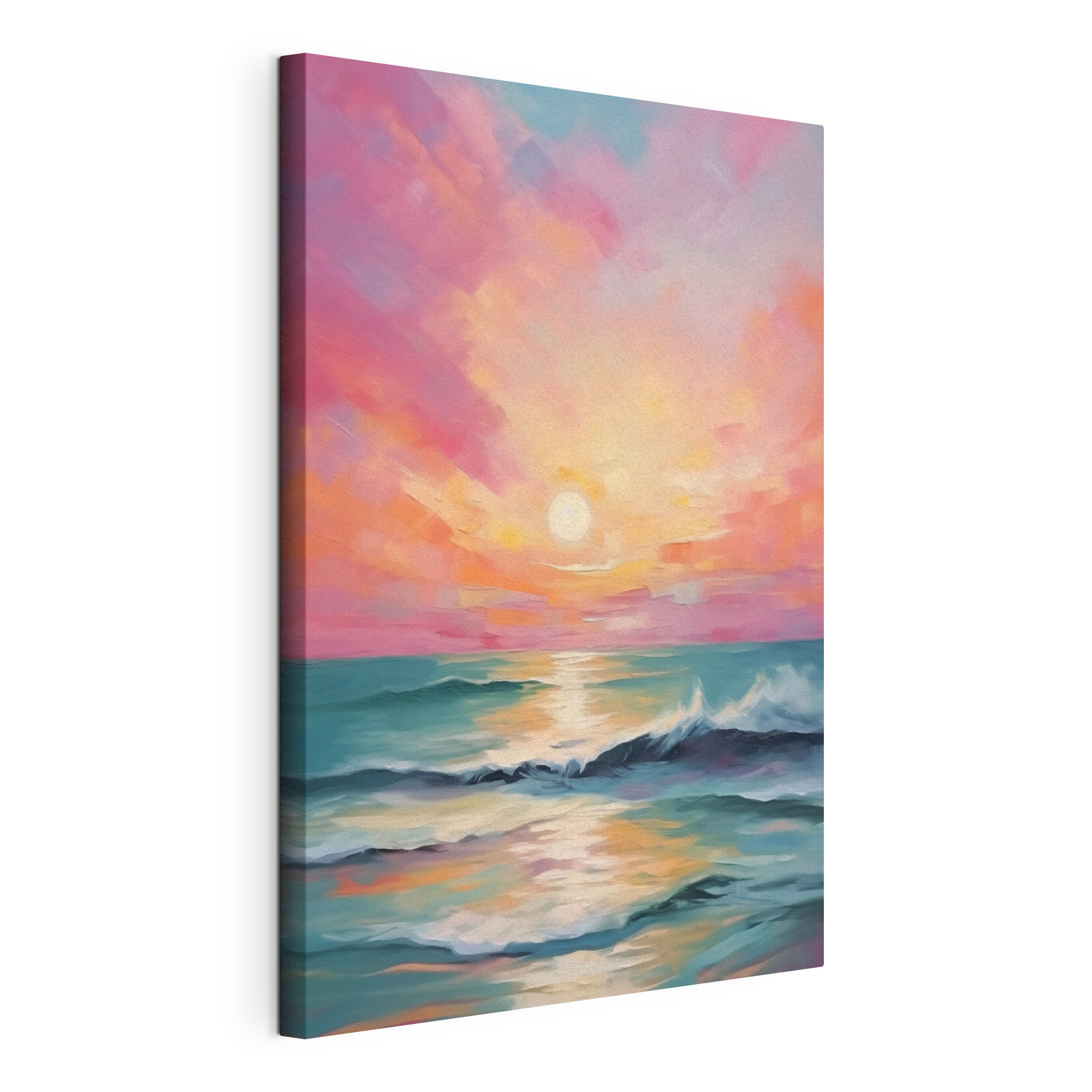 Painting of a sunset over the ocean Painting of a sunset over the ocean