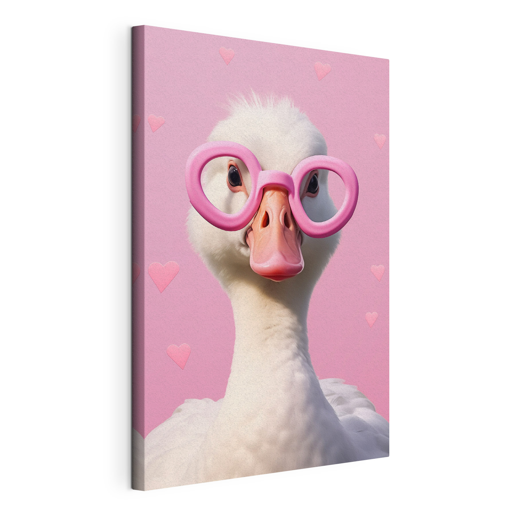 Duck wearing pink glasses
