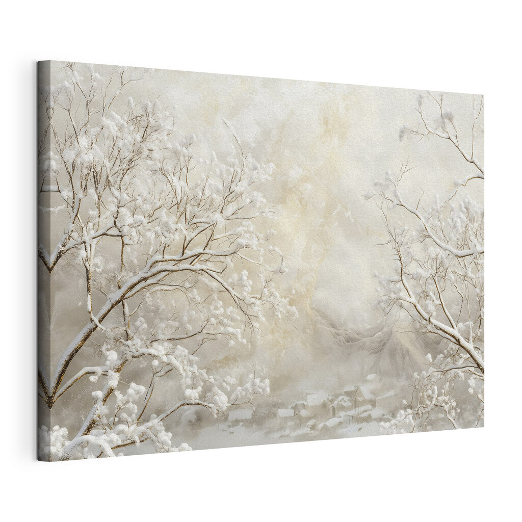Snow covered trees in a snowy landscape Snow covered trees in a snowy landscape