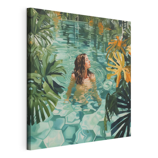 Tablouri Tablouri Femeie într-o piscină înconjurată de plante (SKU: s43961)