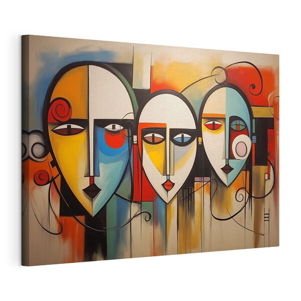 Group of people's faces painted on a wall