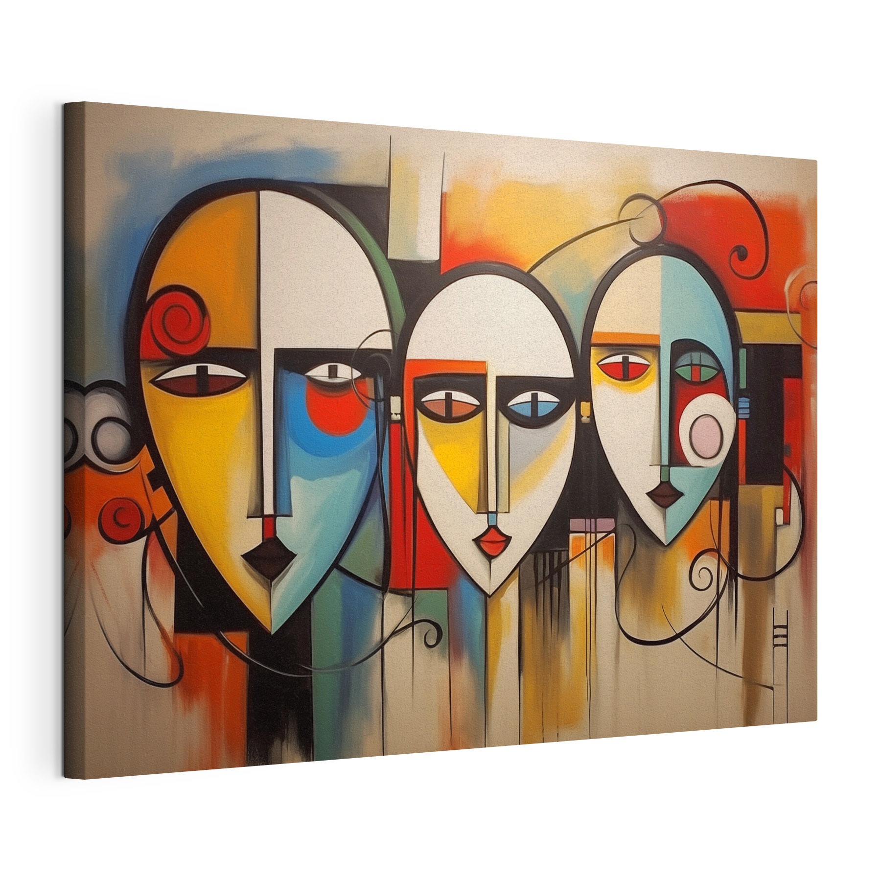 Group of people's faces painted on a wall