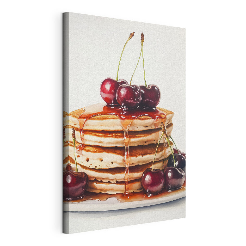 Stack of pancakes with cherries on top Stack of pancakes with cherries on top