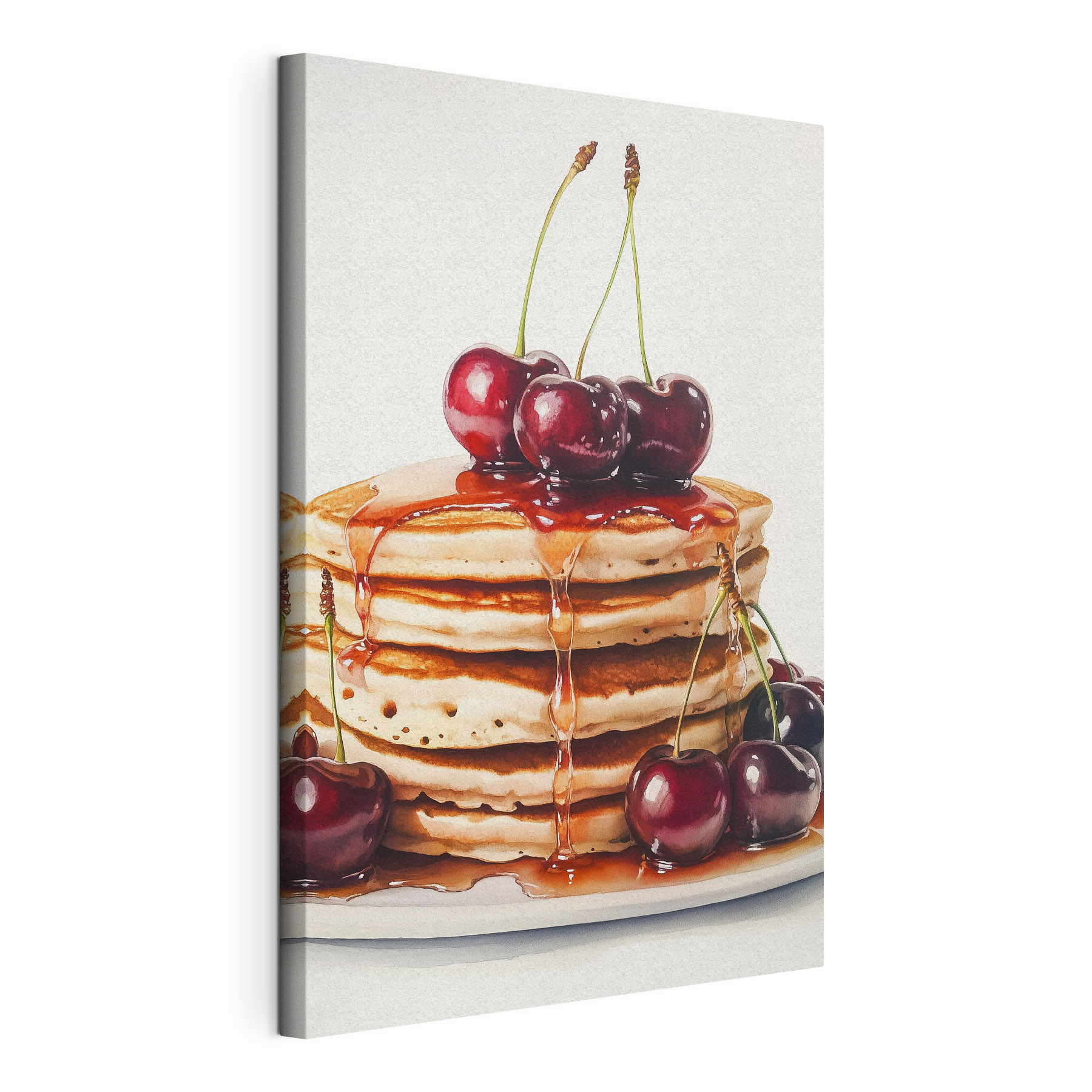 Stack of pancakes with cherries on top Stack of pancakes with cherries on top