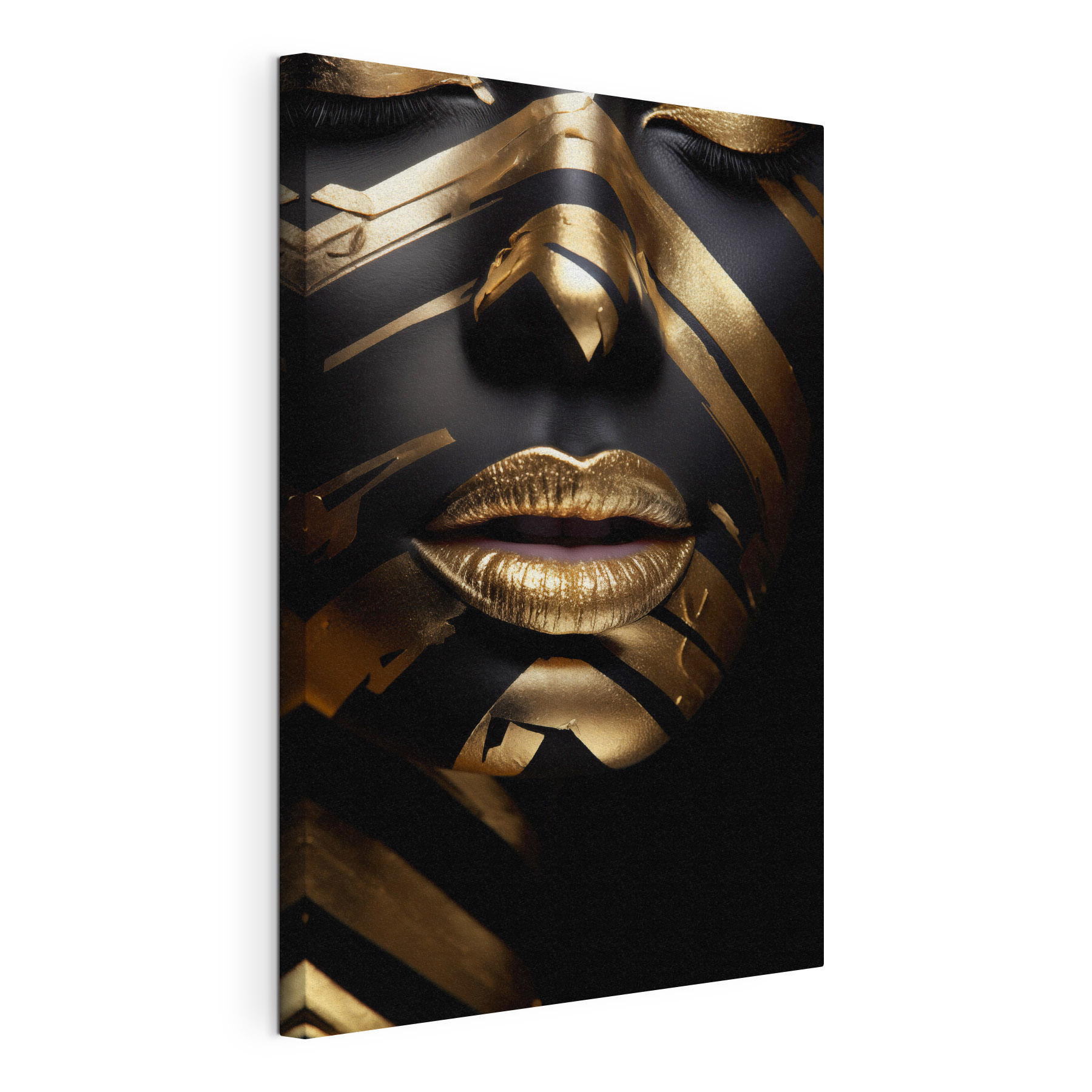 - Striking face art and bold lines