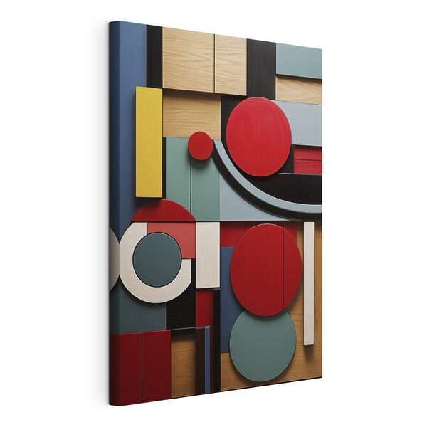 Colorful art piece with circles and squares
