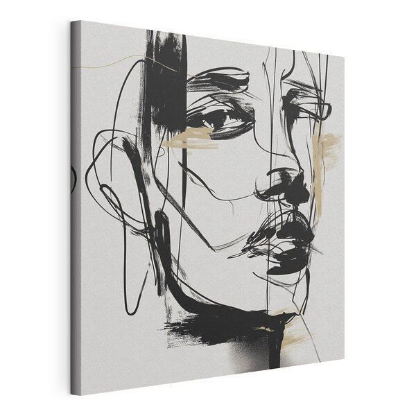 Black and white drawing of a woman's face Black and white drawing of a woman's face