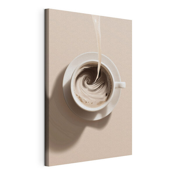 Cup of coffee with milk pouring into it Cup of coffee with milk pouring into it