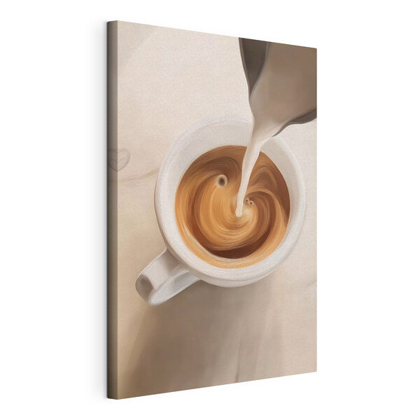 O ceașcă de cafea în care se toarnă lapte Tablouri O ceașcă de cafea în care se toarnă lapte