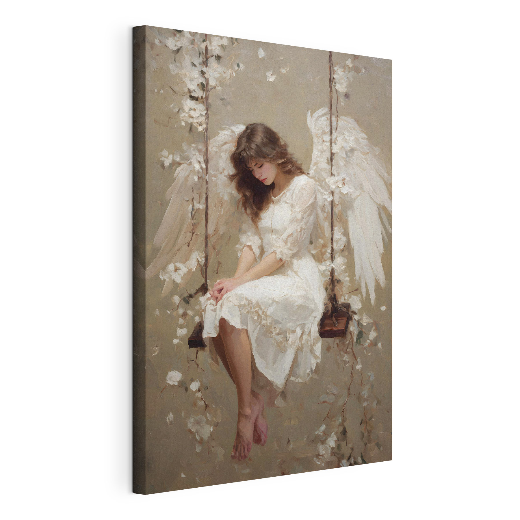 Painting of a woman sitting on a swing