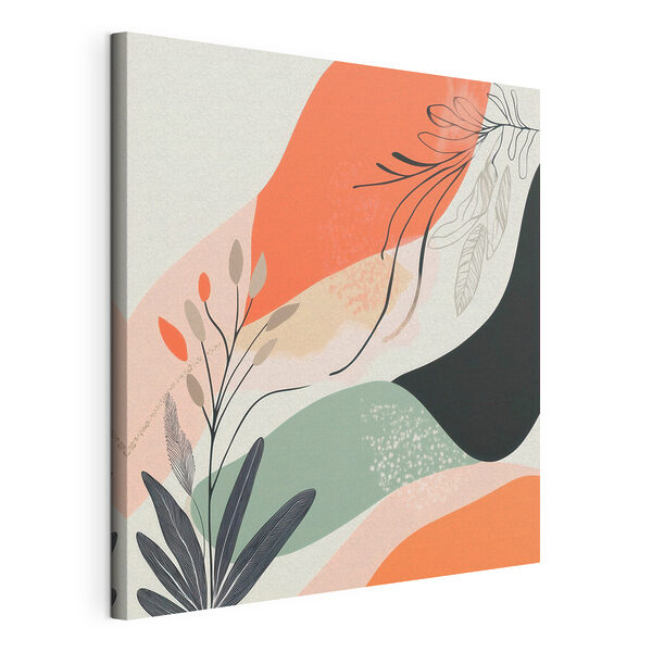Colorful art with leaves and shapes Colorful art with leaves and shapes