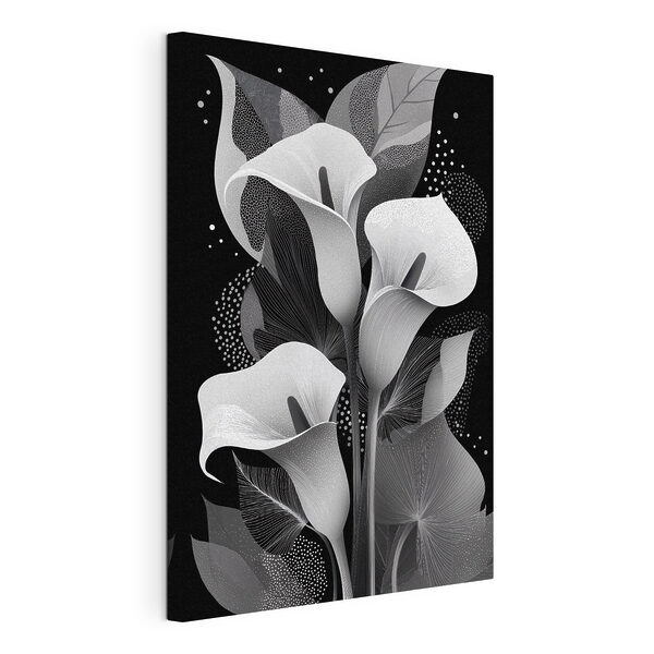 Tablouri Modele florale elegante pe un fundal închis la culoare