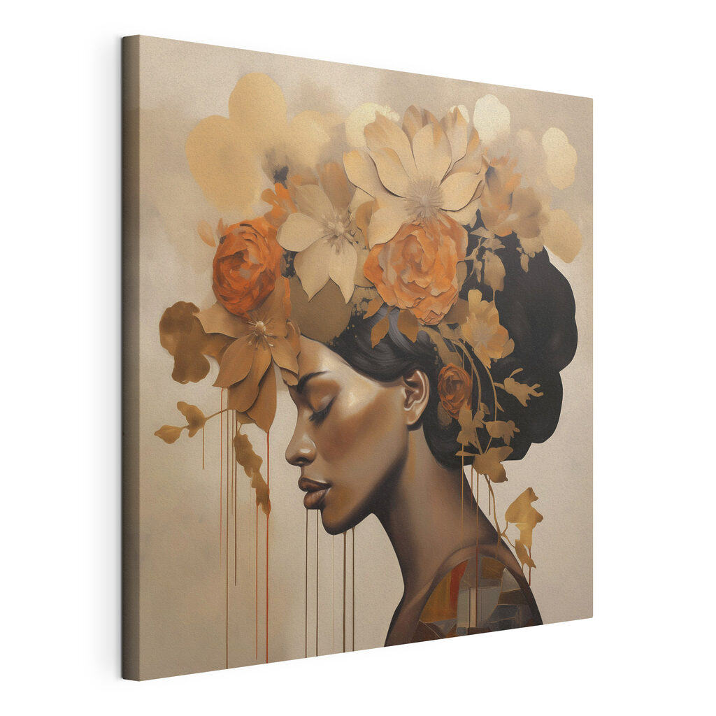 Painting of a woman with flowers in her hair