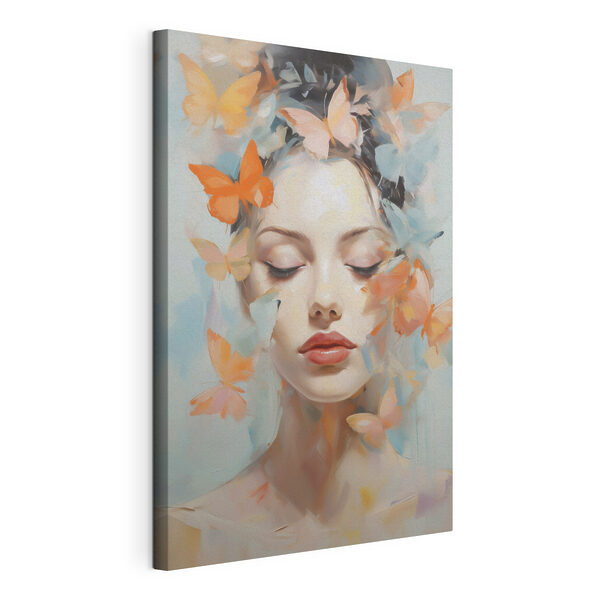 Woman with butterflies around her face Woman with butterflies around her face