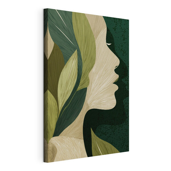 Woman's face with leaves