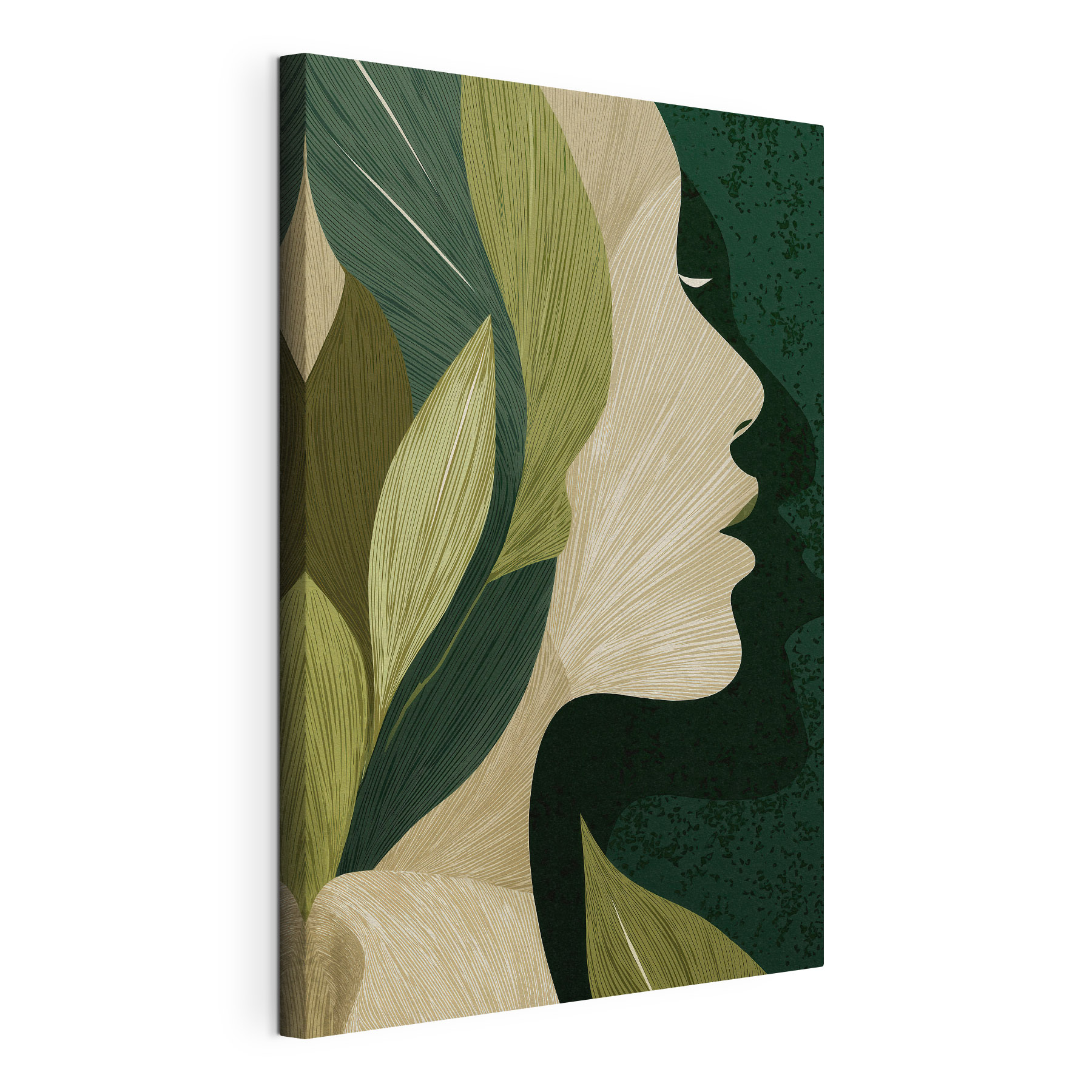 Woman's face with leaves