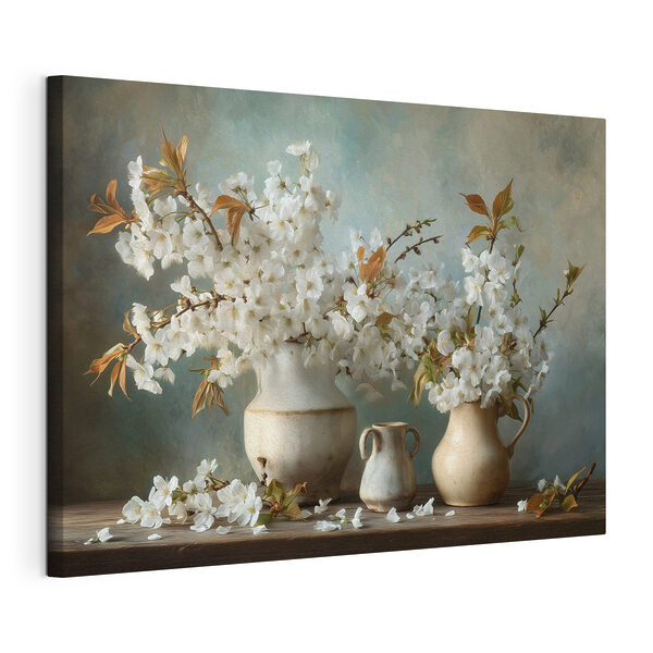 Buchet de flori albe în vaze Tablouri Buchet de flori albe în vaze