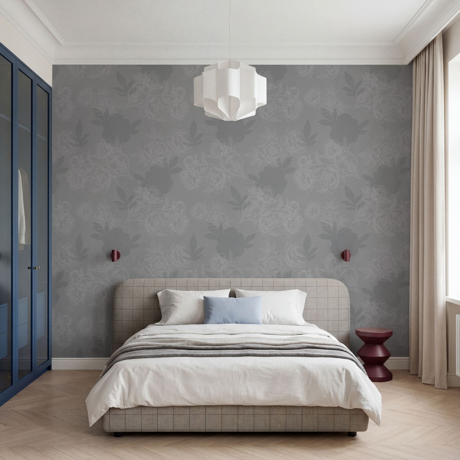 Motiv floral în nuanțe de gri și alb Motiv floral în nuanțe de gri și alb
