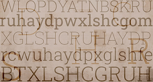 Textual patterns in varying sizes and styles