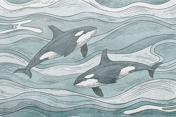 Group of whales swimming in the water Group of whales swimming in the water