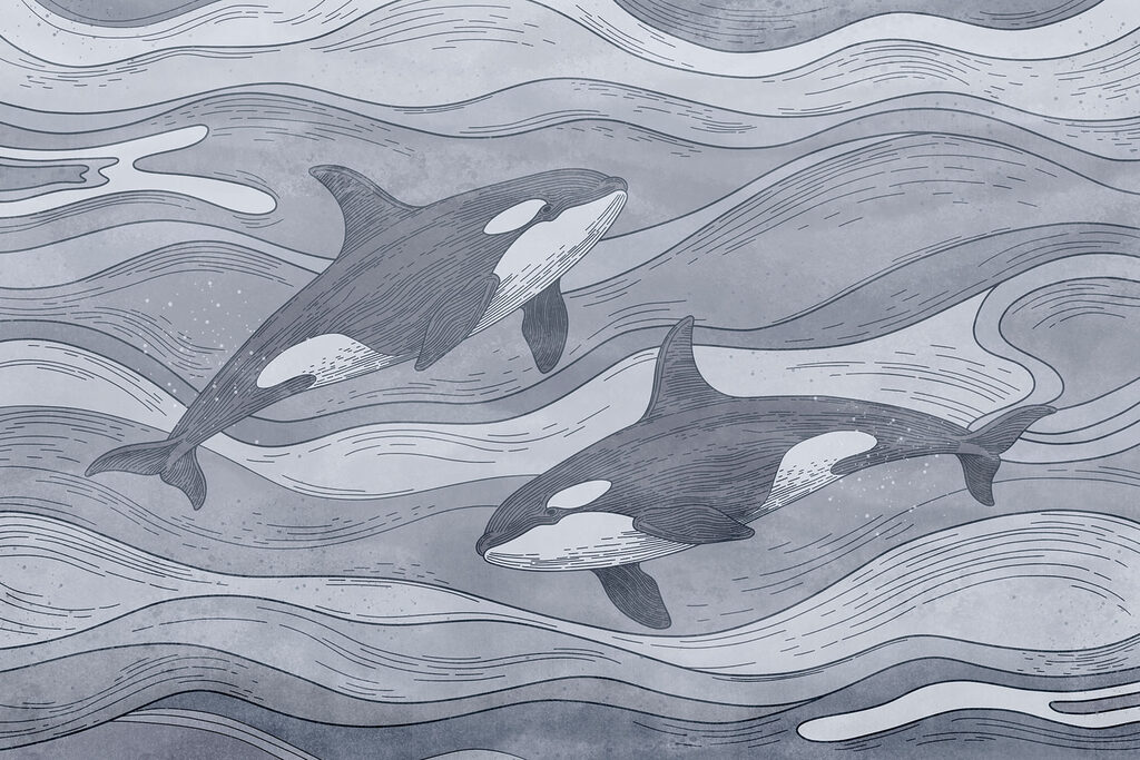 Group of whales swimming in the water