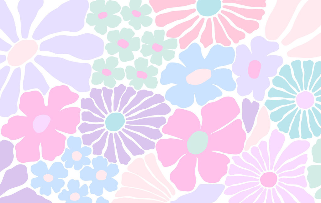 Pattern of flowers on a white background
