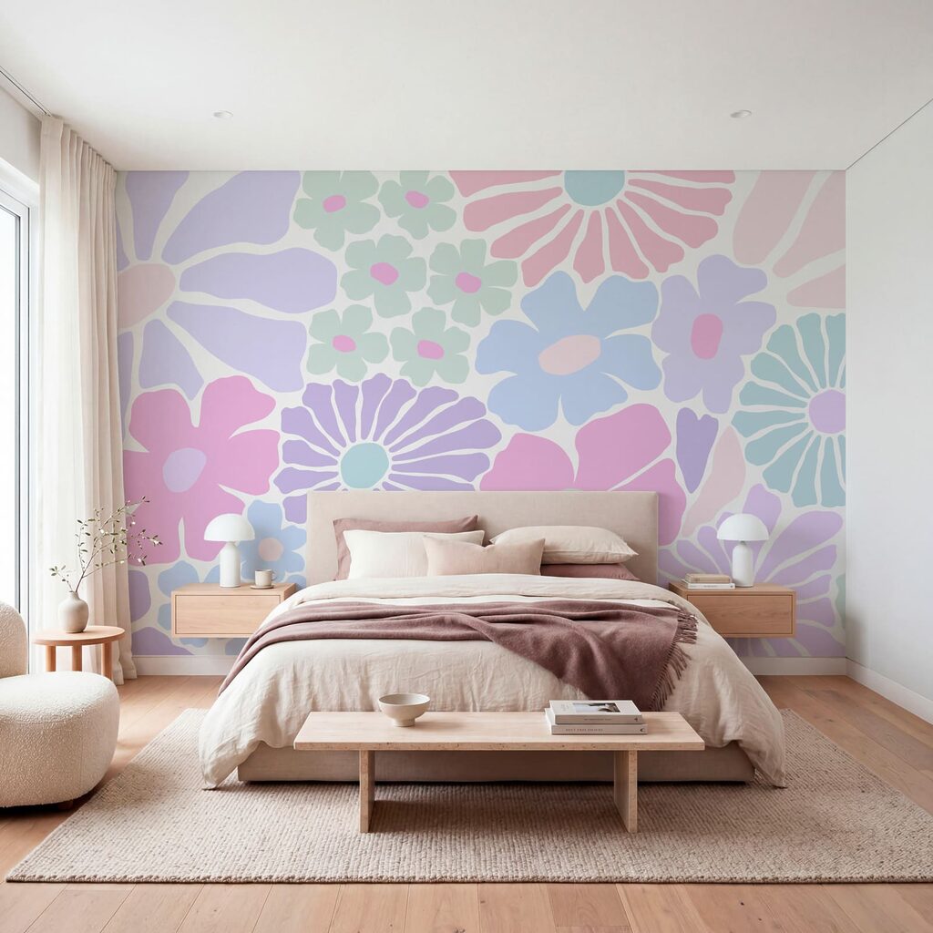 Motiv floral pe fond alb