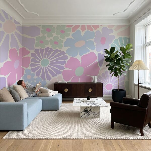 Motiv floral pe fond alb