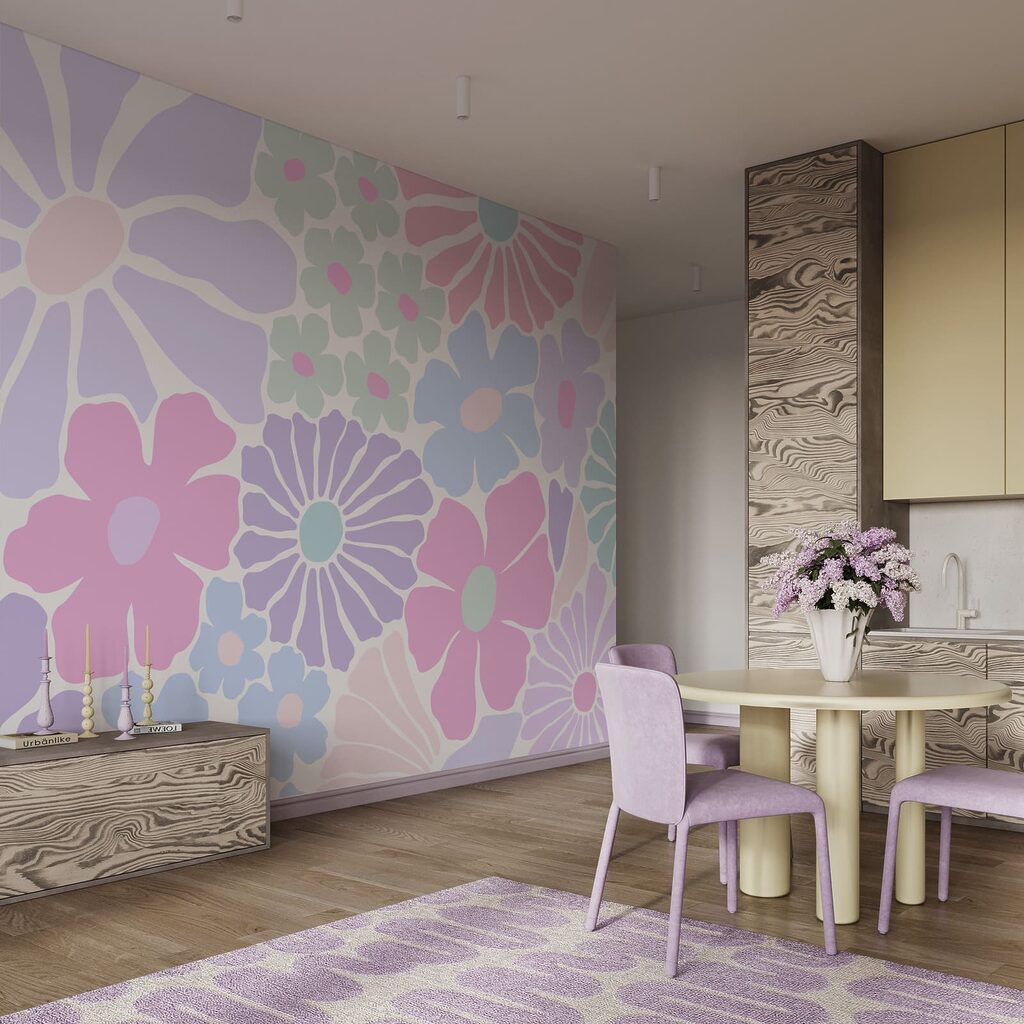 Motiv floral pe fond alb