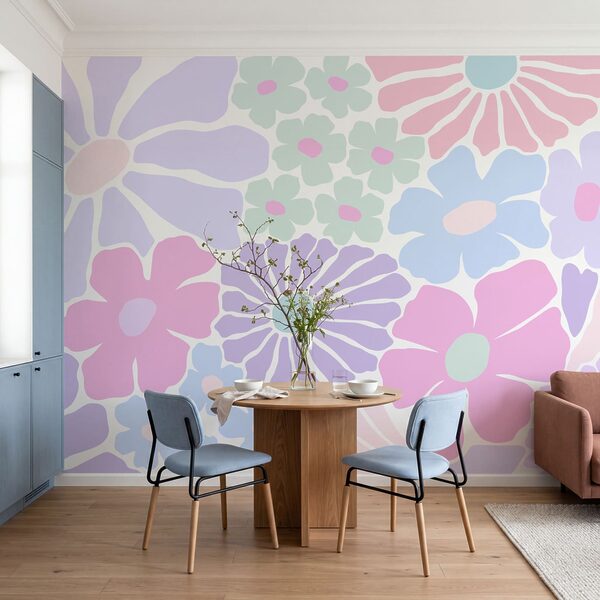 Motiv floral pe fond alb