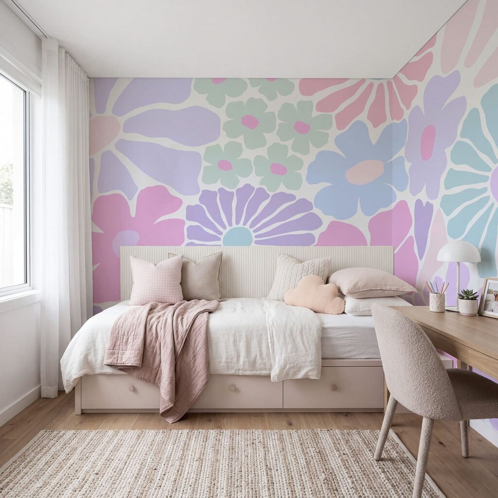 Motiv floral pe fond alb