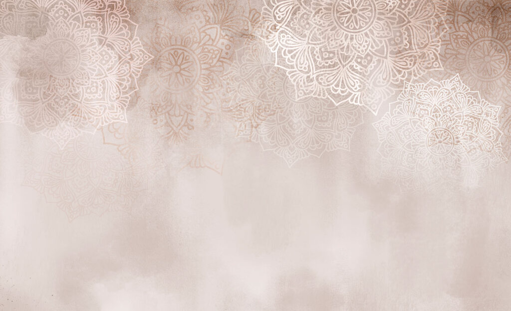 White and pink background with white mandalas