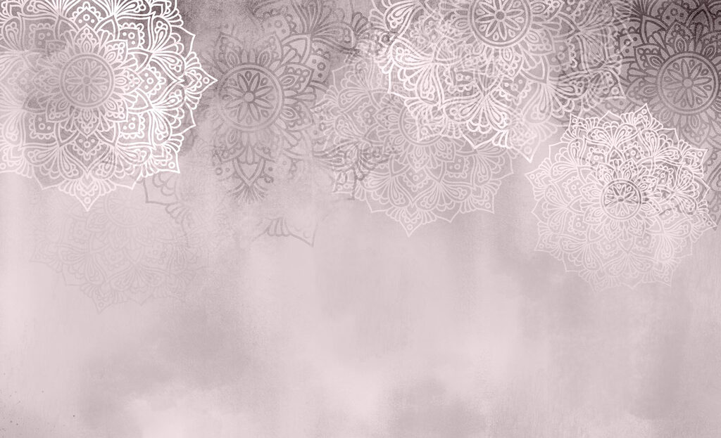 White and pink background with white mandalas