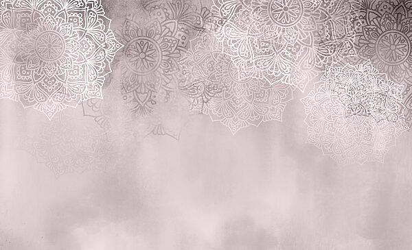 White and pink background with white mandalas