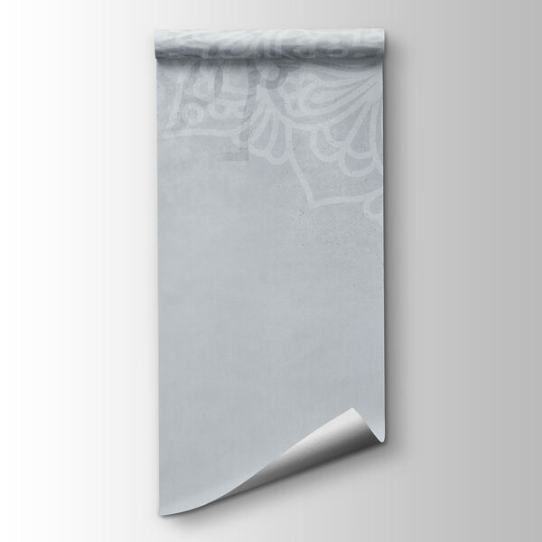 White and grey background with white mandalas