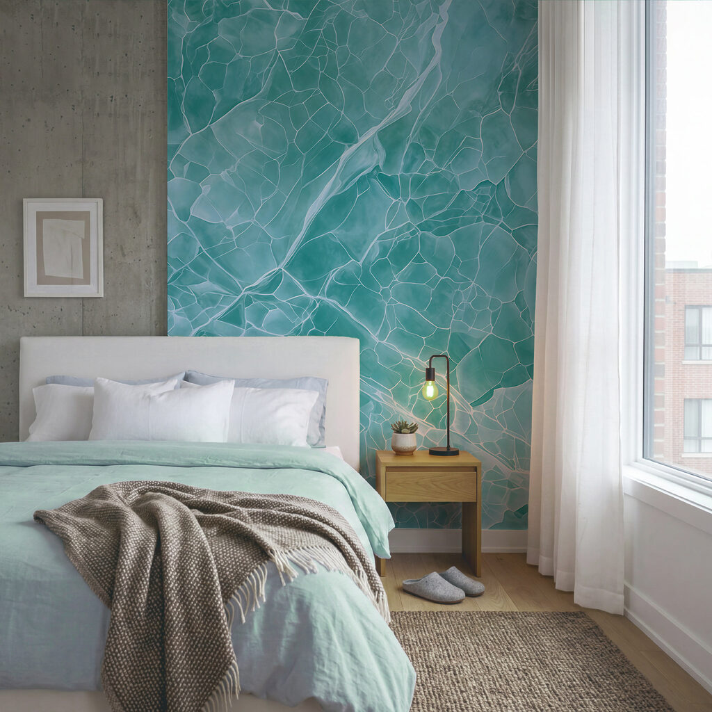 Design abstract cu fundal turcoaz, care inspiră liniște Design abstract cu fundal turcoaz, care inspiră liniște