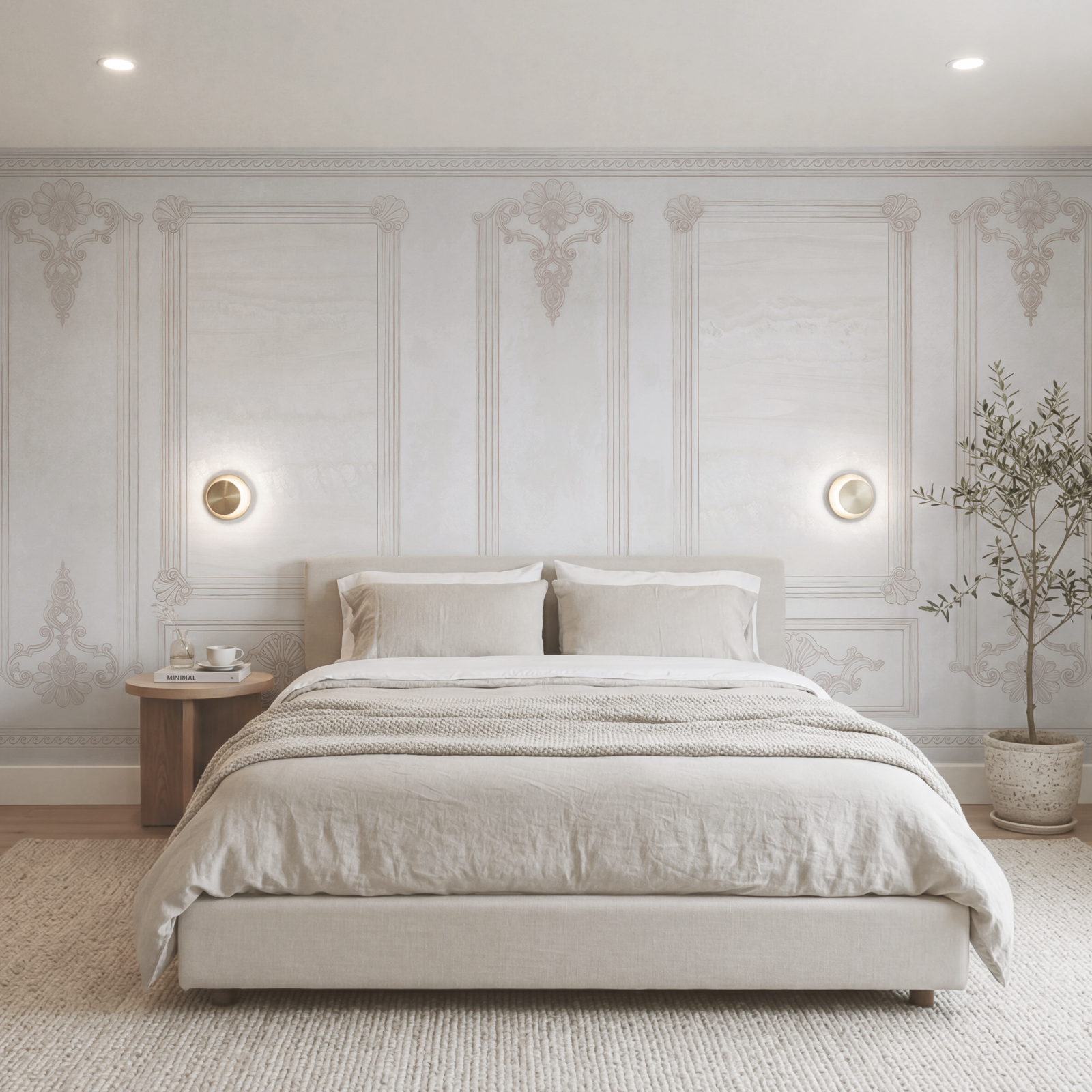 Perete alb cu motive ornamentale Perete alb cu motive ornamentale