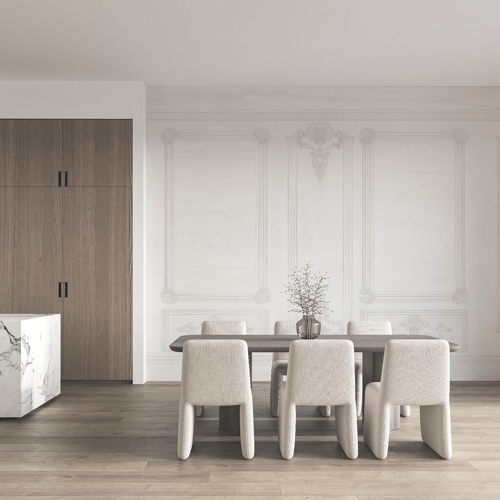 Perete alb cu motive ornamentale Perete alb cu motive ornamentale