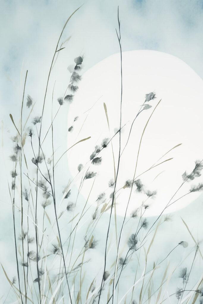 Gentle grass silhouette against the moon Gentle grass silhouette against the moon