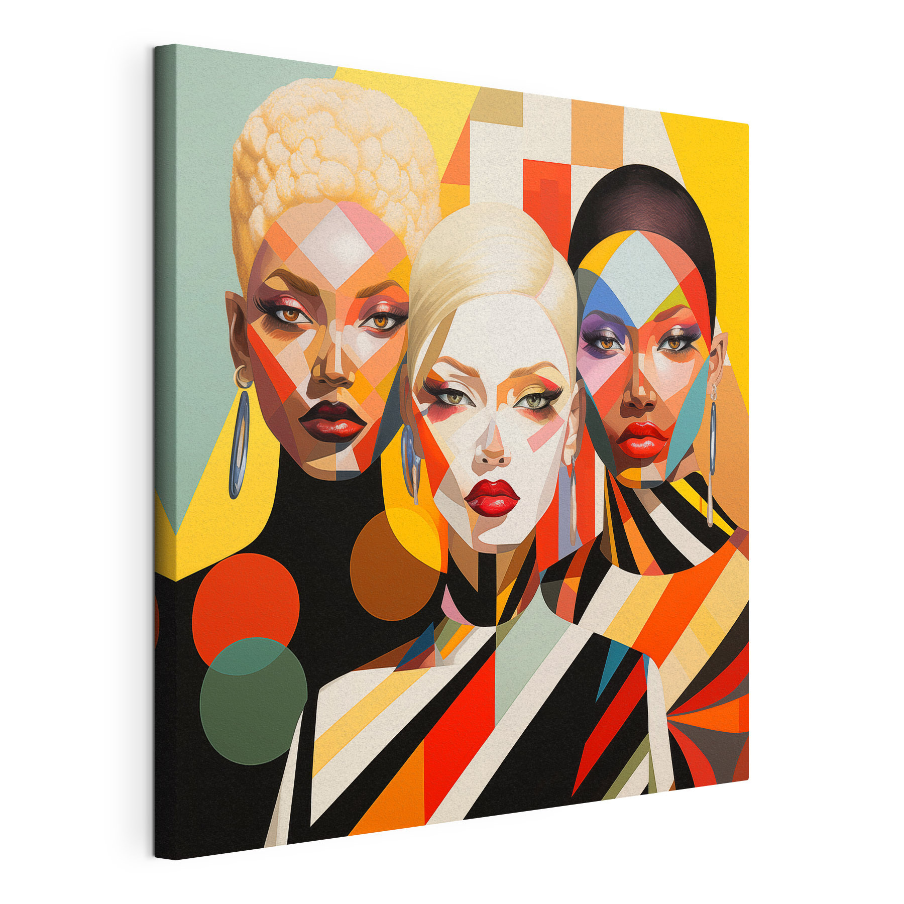 Group of women with different colored faces Group of women with different colored faces