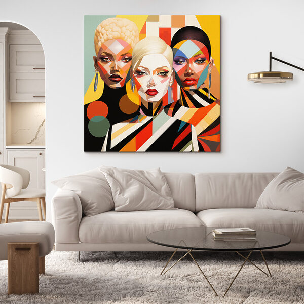 Group of women with different colored faces Group of women with different colored faces