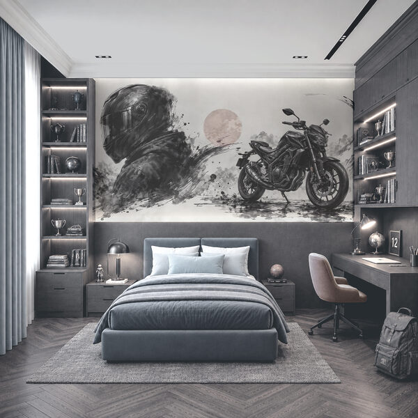 Motocicletă cu o mască neagră Motocicletă cu o mască neagră
