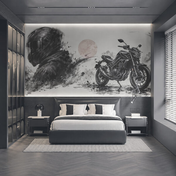 Motocicletă cu o mască neagră Motocicletă cu o mască neagră