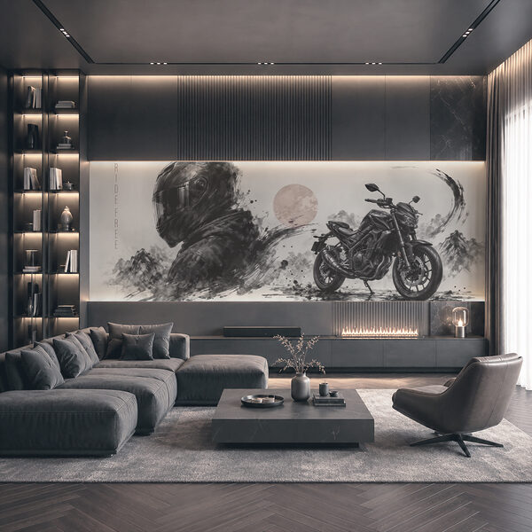 Motocicletă cu o mască neagră Motocicletă cu o mască neagră