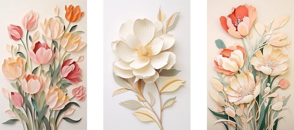 Collage of paper flowers